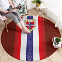 Norway Football Round Carpet Norwegian Stripes-Viking Style - Wonder Print Shop