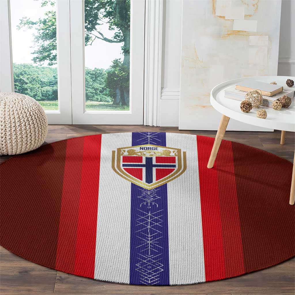 Norway Football Round Carpet Norwegian Stripes-Viking Style - Wonder Print Shop