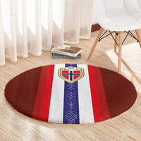 Norway Football Round Carpet Norwegian Stripes-Viking Style - Wonder Print Shop