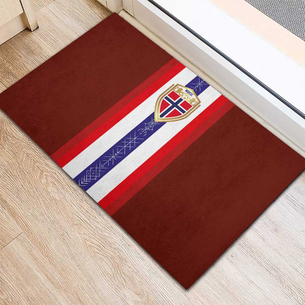 Norway Football Rubber Doormat Norwegian Stripes-Viking Style - Wonder Print Shop