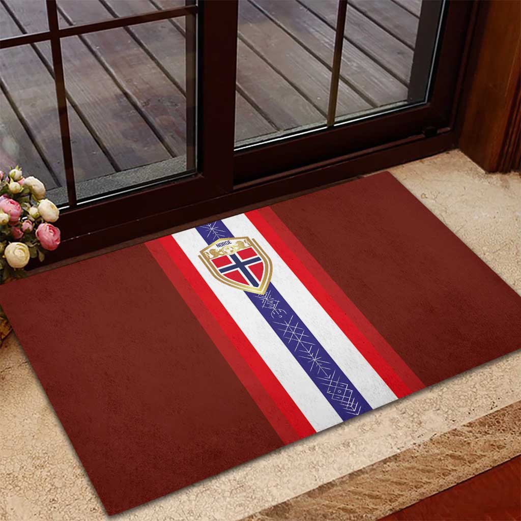Norway Football Rubber Doormat Norwegian Stripes-Viking Style - Wonder Print Shop