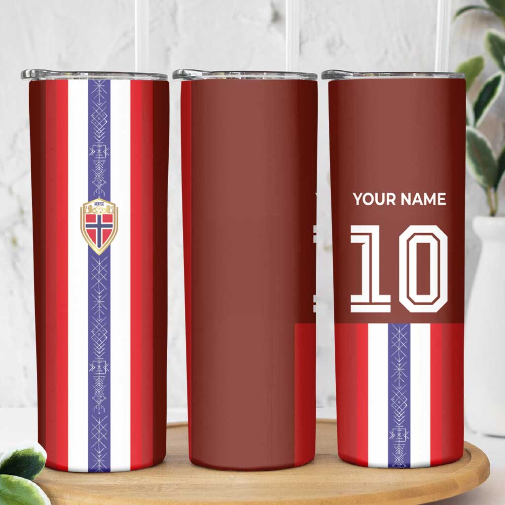 Custom Norway Football Skinny Tumbler Norwegian Stripes-Viking Style - Wonder Print Shop
