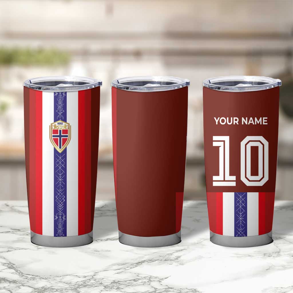 Custom Norway Football Tumbler Cup Norwegian Stripes-Viking Style - Wonder Print Shop