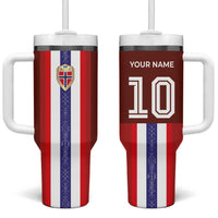 Custom Norway Football Tumbler With Handle Norwegian Stripes-Viking Style - Wonder Print Shop