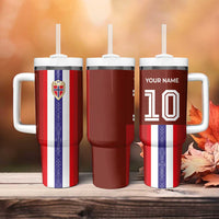 Custom Norway Football Tumbler With Handle Norwegian Stripes-Viking Style - Wonder Print Shop