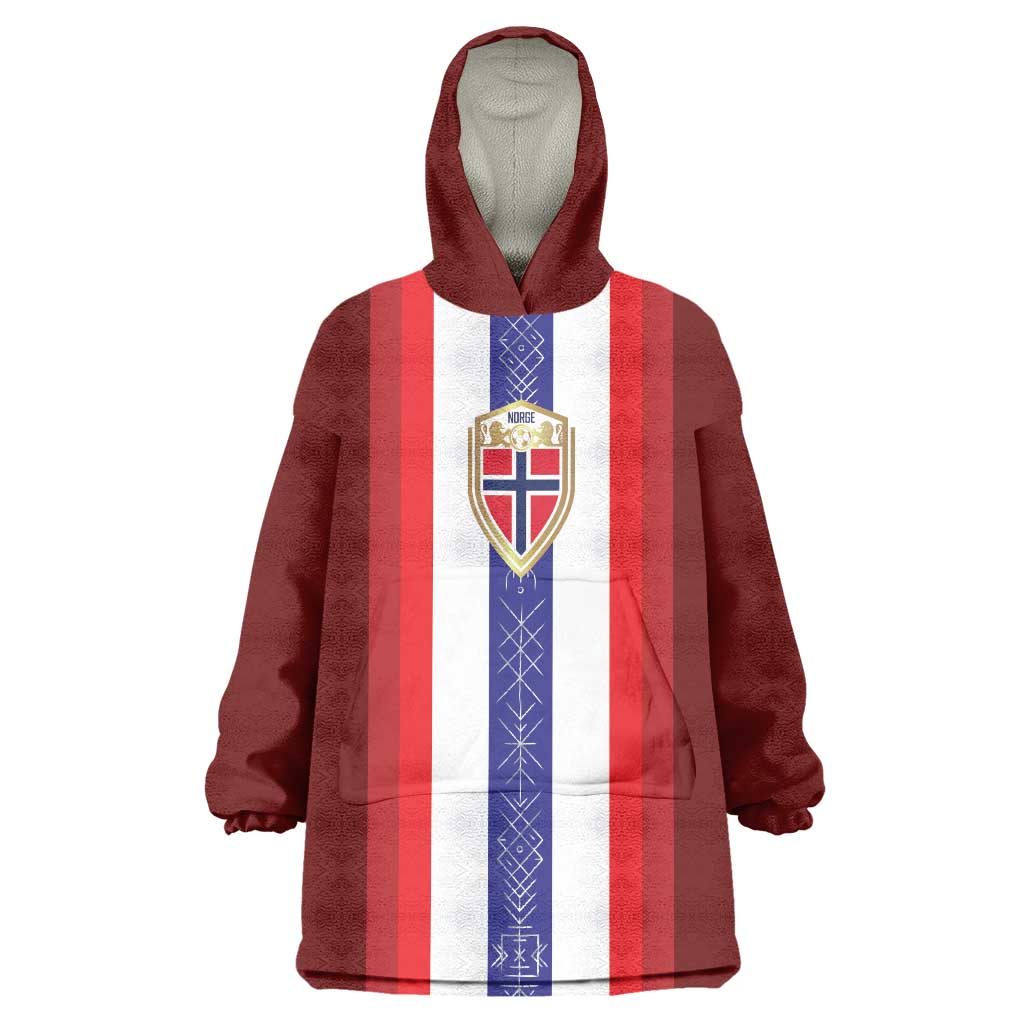 Custom Norway Football Wearable Blanket Hoodie Norwegian Stripes-Viking Style - Wonder Print Shop
