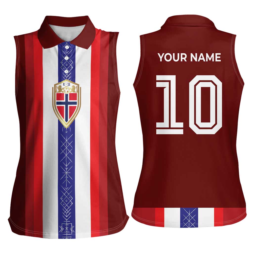 Custom Norway Football Women Sleeveless Polo Shirt Norwegian Stripes-Viking Style - Wonder Print Shop