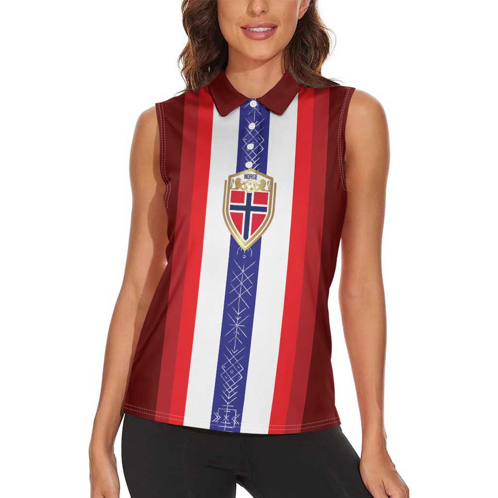 Custom Norway Football Women Sleeveless Polo Shirt Norwegian Stripes-Viking Style - Wonder Print Shop