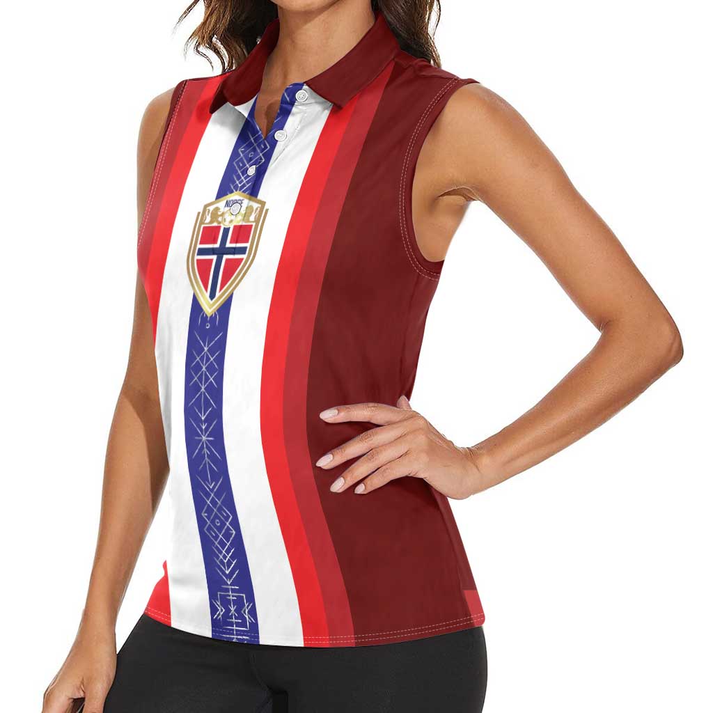 Custom Norway Football Women Sleeveless Polo Shirt Norwegian Stripes-Viking Style - Wonder Print Shop
