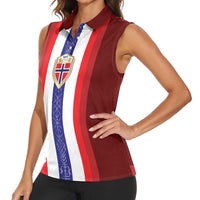 Custom Norway Football Women Sleeveless Polo Shirt Norwegian Stripes-Viking Style - Wonder Print Shop