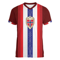 Custom Norway Football Women V-Neck T-Shirt Norwegian Stripes-Viking Style - Wonder Print Shop