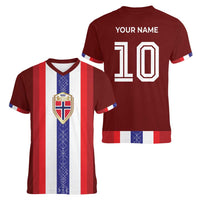 Custom Norway Football Women V-Neck T-Shirt Norwegian Stripes-Viking Style - Wonder Print Shop