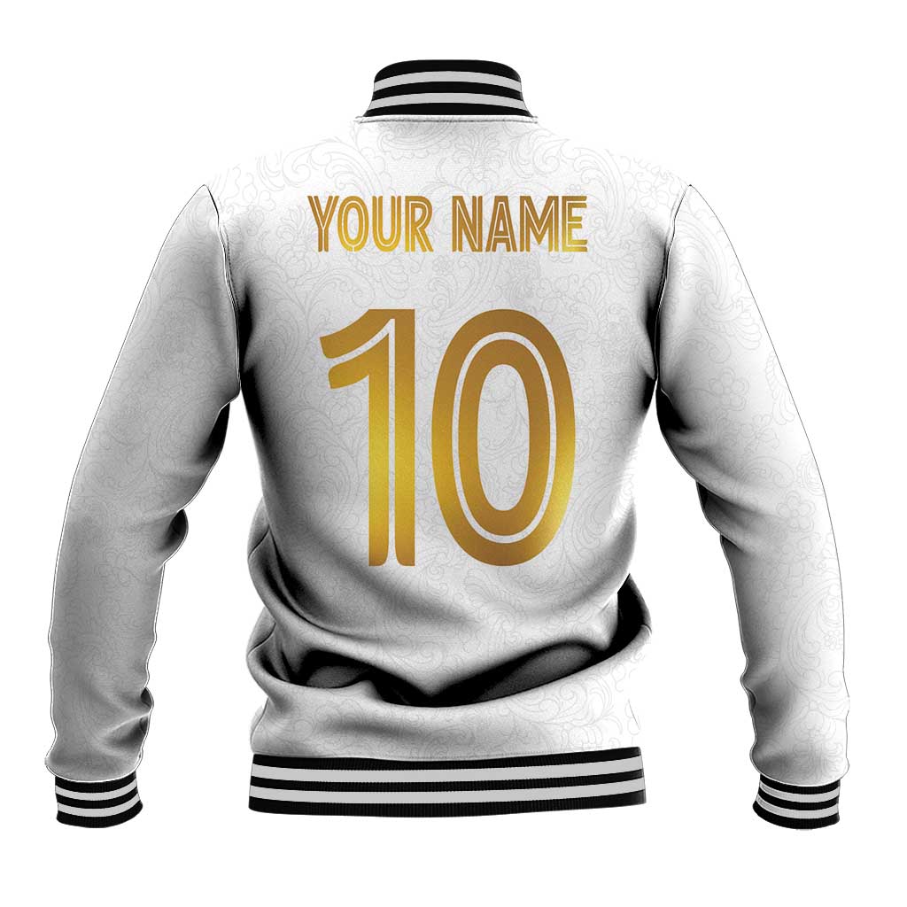 Custom Norway Football Baseball Jacket Norwegian Flag Style with Rosemaling Pattern - Wonder Print Shop