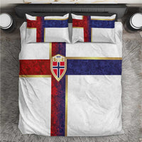 Norway Football Bedding Set Norwegian Flag Style with Rosemaling Pattern - Wonder Print Shop