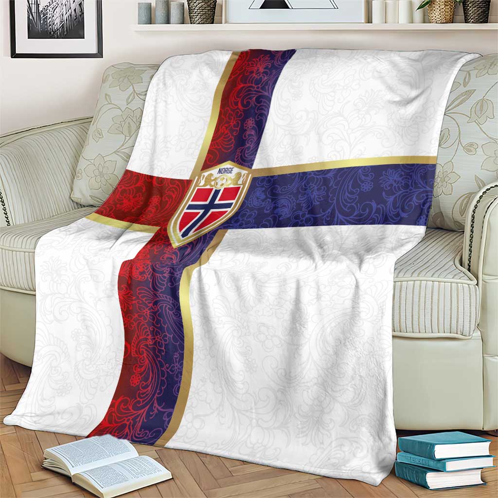 Norway Football Blanket Norwegian Flag Style with Rosemaling Pattern - Wonder Print Shop