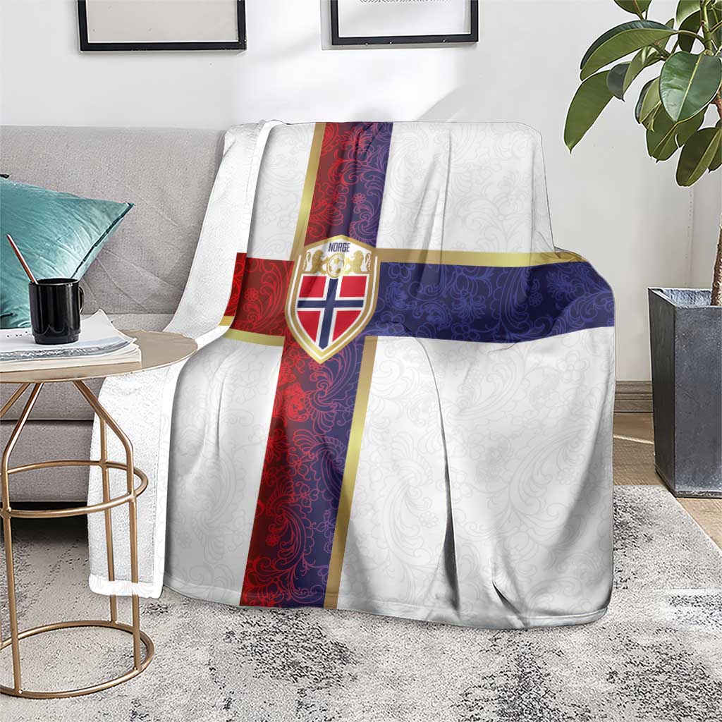Norway Football Blanket Norwegian Flag Style with Rosemaling Pattern - Wonder Print Shop