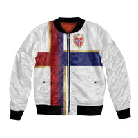 Custom Norway Football Bomber Jacket Norwegian Flag Style with Rosemaling Pattern - Wonder Print Shop