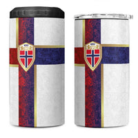 Norway Football 4 in 1 Can Cooler Tumbler Norwegian Flag Style with Rosemaling Pattern - Wonder Print Shop
