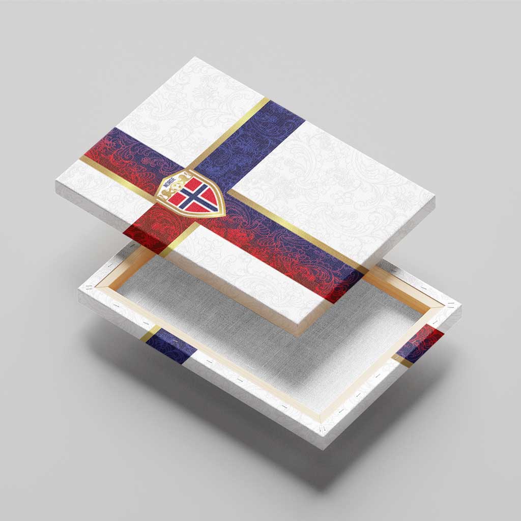 Norway Football Canvas Wall Art Norwegian Flag Style with Rosemaling Pattern - Wonder Print Shop