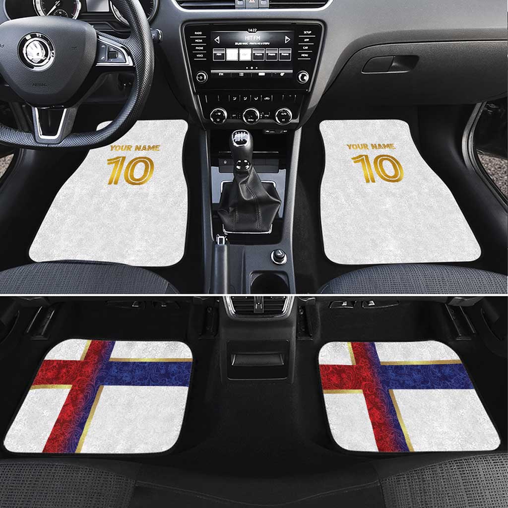 Norway Football Car Mats Norwegian Flag Style with Rosemaling Pattern - Wonder Print Shop