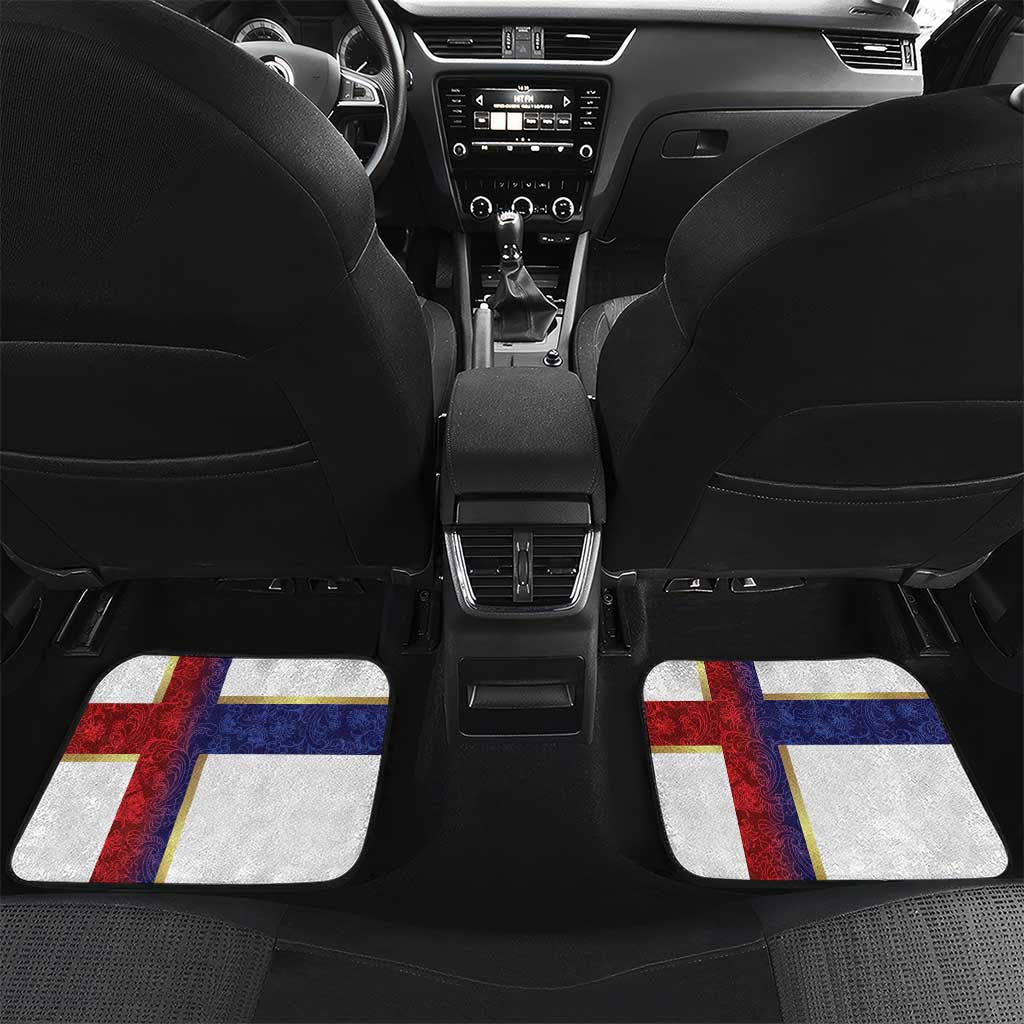 Norway Football Car Mats Norwegian Flag Style with Rosemaling Pattern - Wonder Print Shop