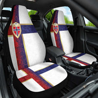 Norway Football Car Seat Cover Norwegian Flag Style with Rosemaling Pattern - Wonder Print Shop