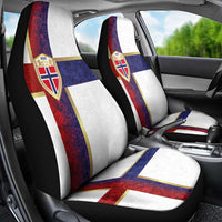 Norway Football Car Seat Cover Norwegian Flag Style with Rosemaling Pattern - Wonder Print Shop