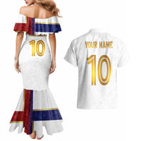 Custom Norway Football Couples Matching Mermaid Dress and Hawaiian Shirt Norwegian Flag Style with Rosemaling Pattern - Wonder Print Shop