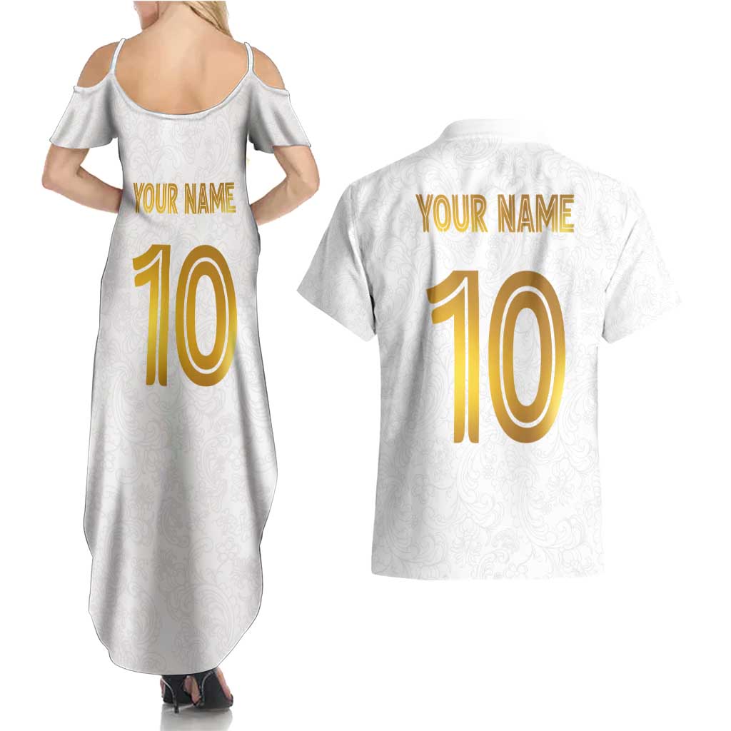 Custom Norway Football Couples Matching Summer Maxi Dress and Hawaiian Shirt Norwegian Flag Style with Rosemaling Pattern - Wonder Print Shop