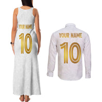 Custom Norway Football Couples Matching Tank Maxi Dress and Long Sleeve Button Shirt Norwegian Flag Style with Rosemaling Pattern - Wonder Print Shop