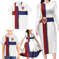 Custom Norway Football Family Matching Long Sleeve Bodycon Dress and Hawaiian Shirt Norwegian Flag Style with Rosemaling Pattern - Wonder Print Shop