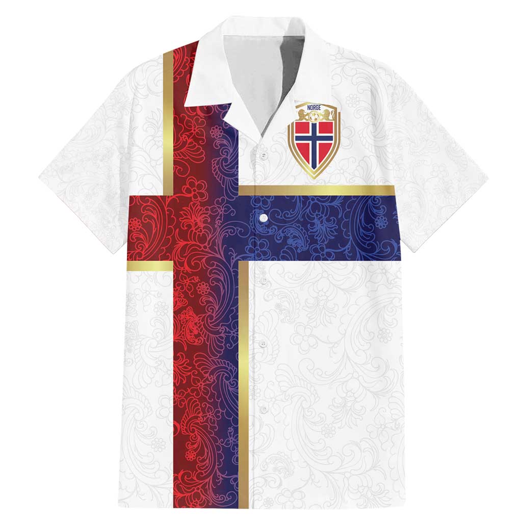 Custom Norway Football Family Matching Mermaid Dress and Hawaiian Shirt Norwegian Flag Style with Rosemaling Pattern - Wonder Print Shop