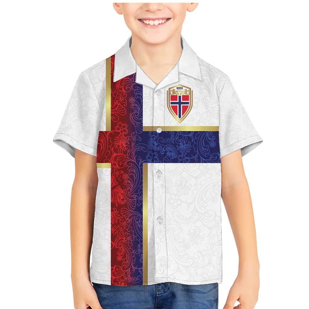 Custom Norway Football Family Matching Mermaid Dress and Hawaiian Shirt Norwegian Flag Style with Rosemaling Pattern - Wonder Print Shop