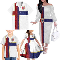 Custom Norway Football Family Matching Off The Shoulder Long Sleeve Dress and Hawaiian Shirt Norwegian Flag Style with Rosemaling Pattern - Wonder Print Shop
