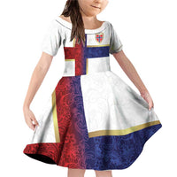 Custom Norway Football Family Matching Off Shoulder Short Dress and Hawaiian Shirt Norwegian Flag Style with Rosemaling Pattern - Wonder Print Shop