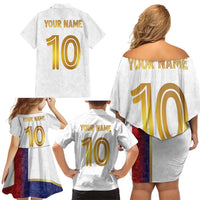 Custom Norway Football Family Matching Off Shoulder Short Dress and Hawaiian Shirt Norwegian Flag Style with Rosemaling Pattern - Wonder Print Shop