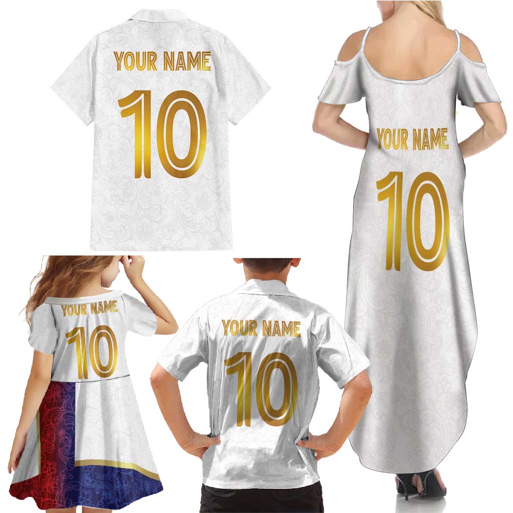 Custom Norway Football Family Matching Summer Maxi Dress and Hawaiian Shirt Norwegian Flag Style with Rosemaling Pattern - Wonder Print Shop