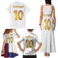 Custom Norway Football Family Matching Tank Maxi Dress and Hawaiian Shirt Norwegian Flag Style with Rosemaling Pattern - Wonder Print Shop