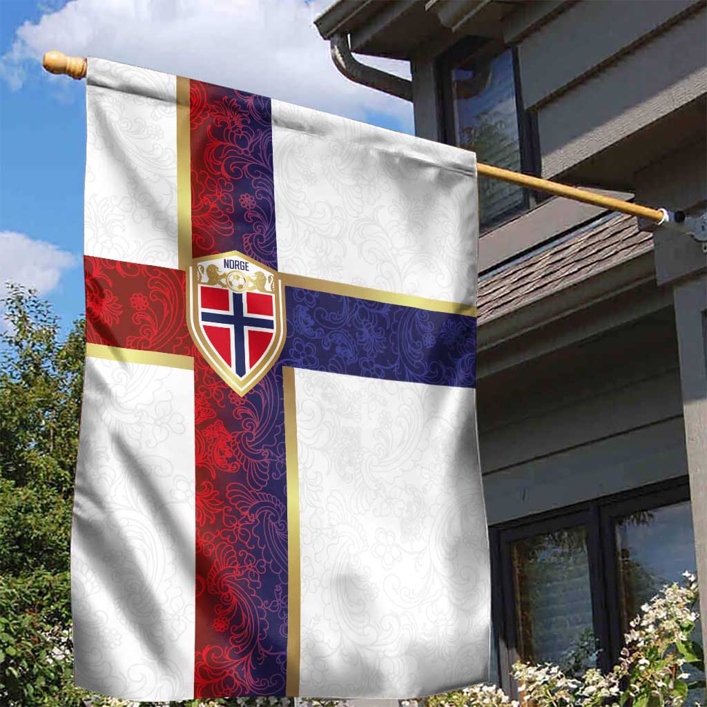 Norway Football Garden Flag Norwegian Flag Style with Rosemaling Pattern - Wonder Print Shop