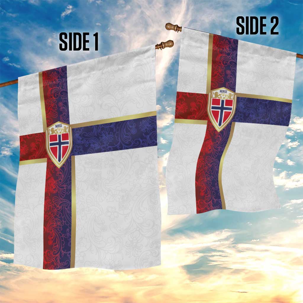 Norway Football Garden Flag Norwegian Flag Style with Rosemaling Pattern - Wonder Print Shop