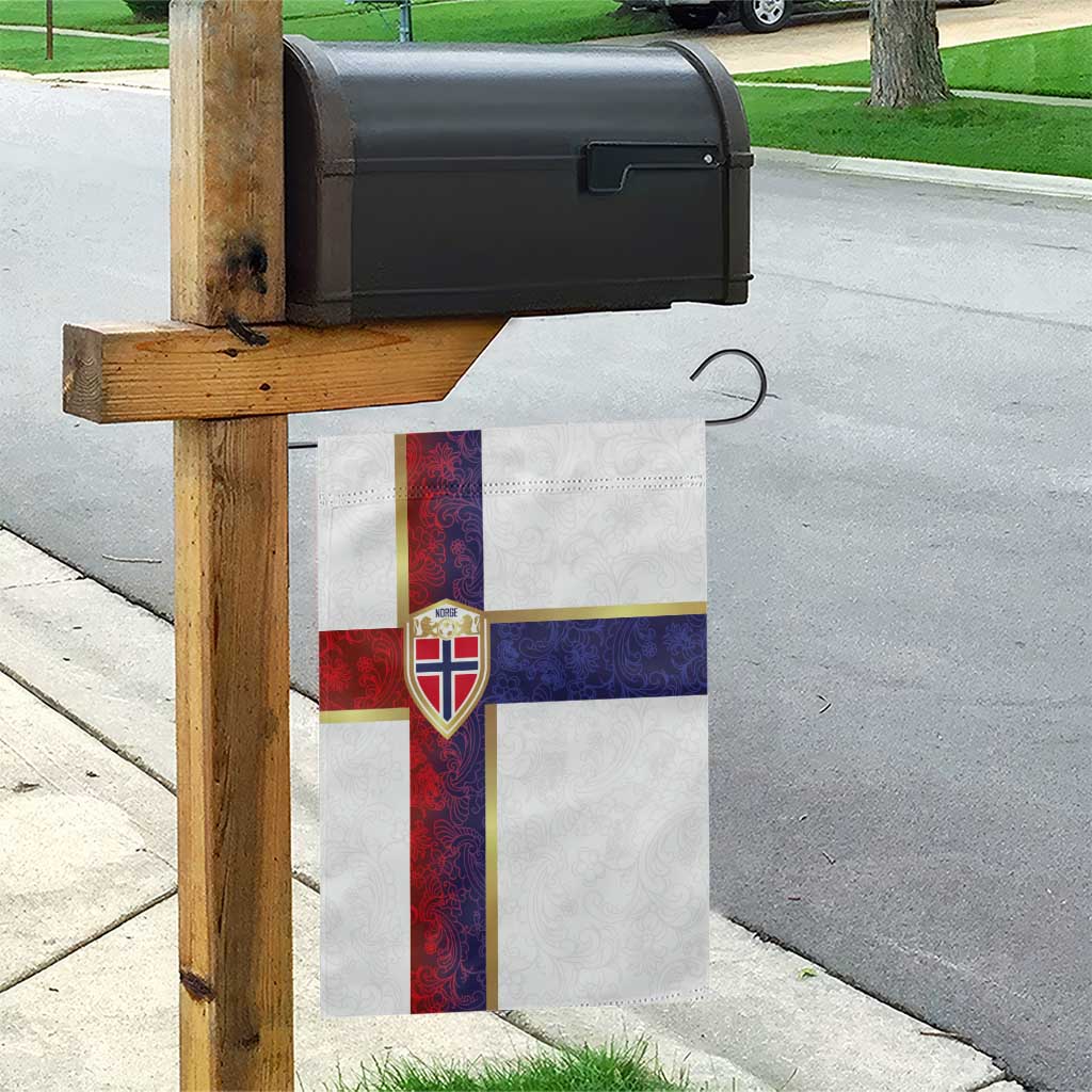 Norway Football Garden Flag Norwegian Flag Style with Rosemaling Pattern - Wonder Print Shop