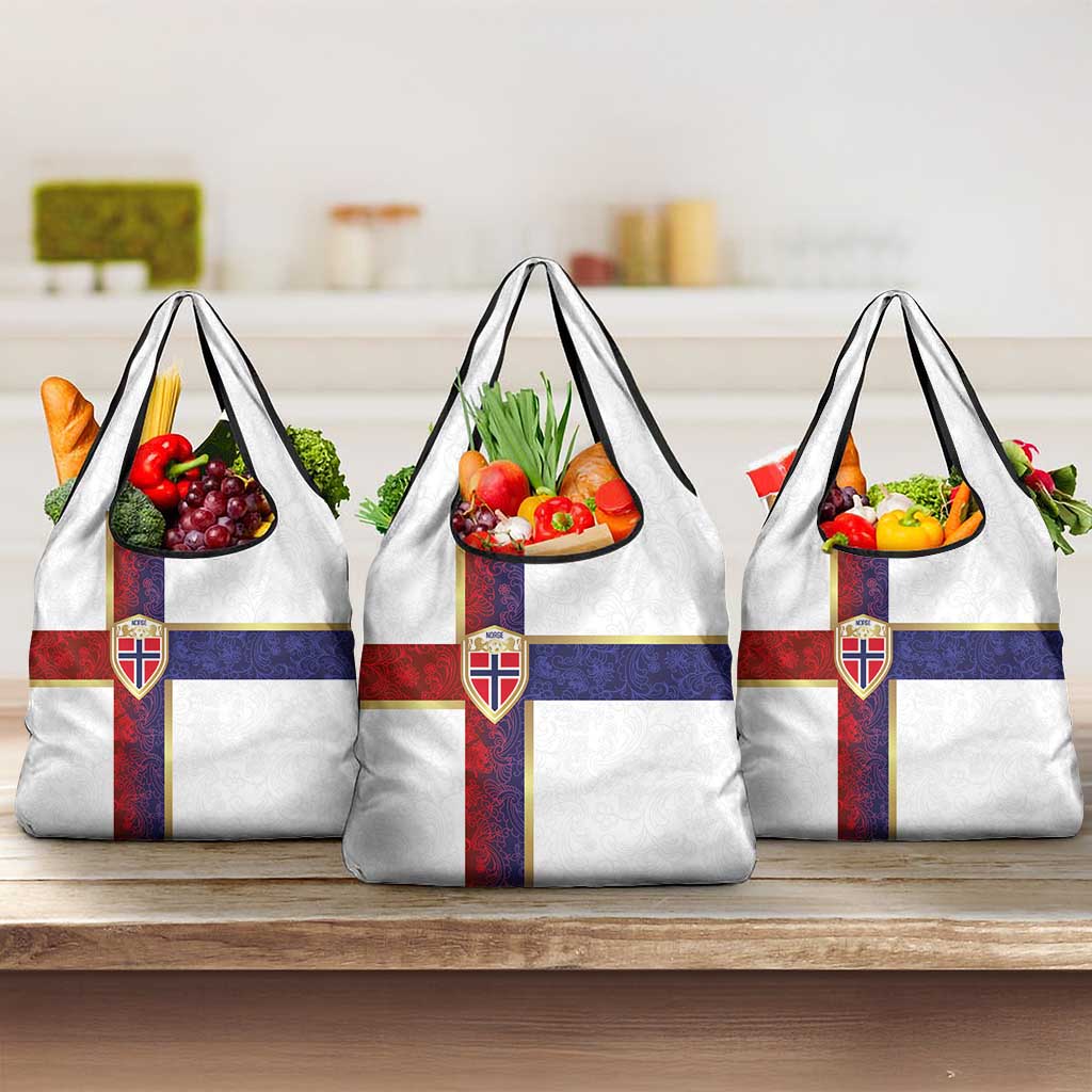 Norway Football Grocery Bag Norwegian Flag Style with Rosemaling Pattern - Wonder Print Shop