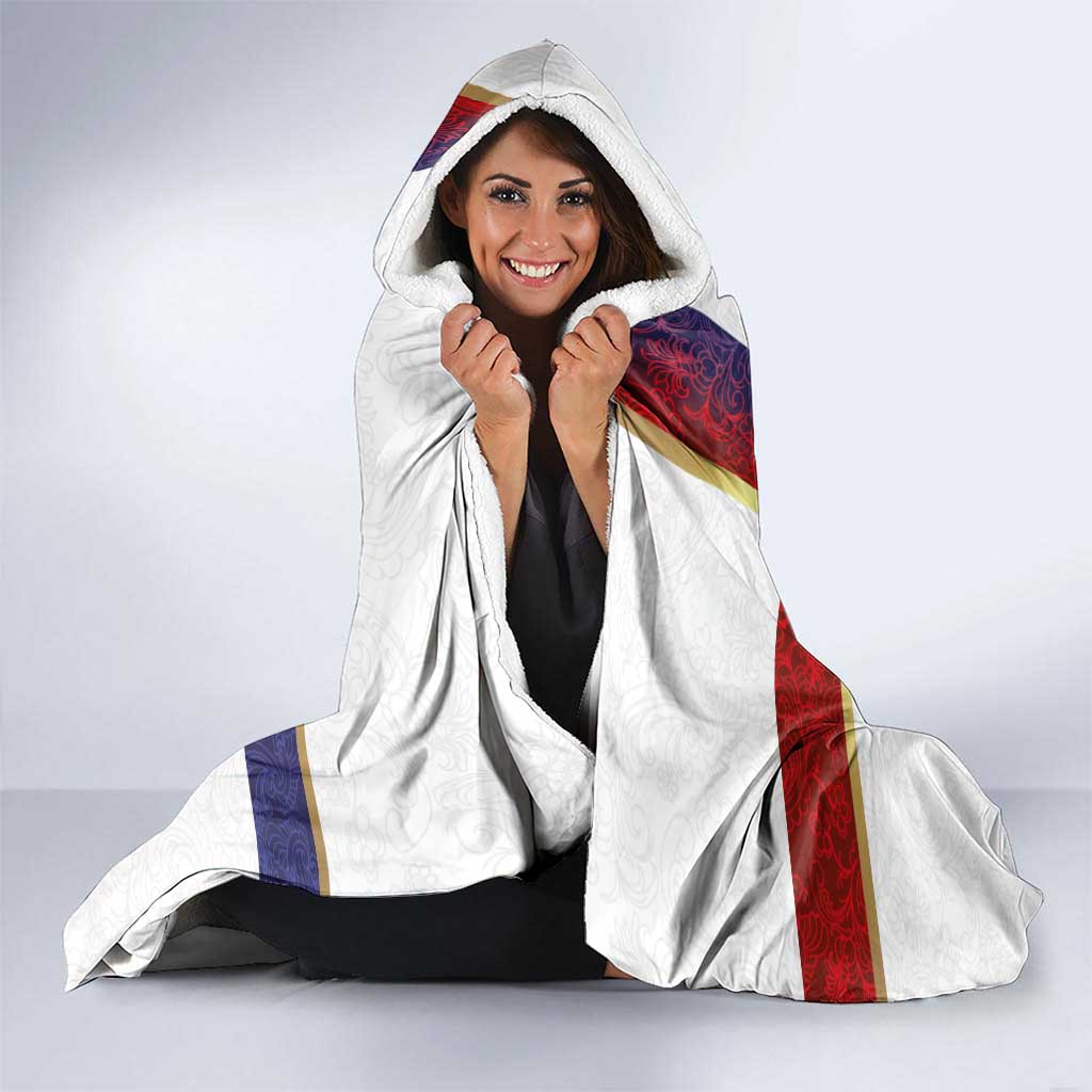 Norway Football Hooded Blanket Norwegian Flag Style with Rosemaling Pattern - Wonder Print Shop