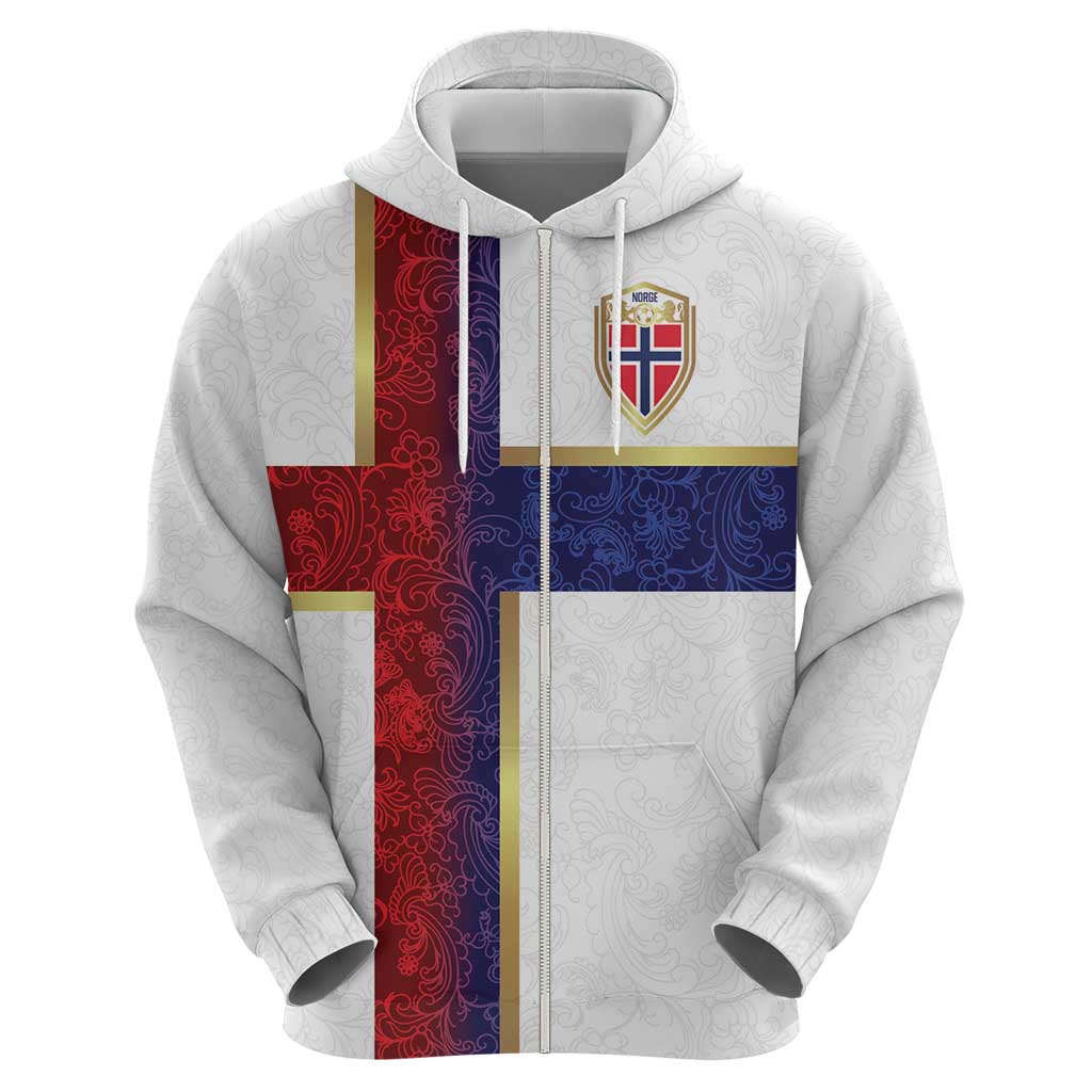 Custom Norway Football Hoodie Norwegian Flag Style with Rosemaling Pattern - Wonder Print Shop
