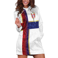 Custom Norway Football Hoodie Dress Norwegian Flag Style with Rosemaling Pattern - Wonder Print Shop