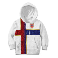 Custom Norway Football Kid Hoodie Norwegian Flag Style with Rosemaling Pattern - Wonder Print Shop