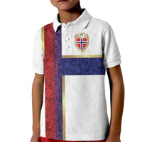 Custom Norway Football Kid Polo Shirt Norwegian Flag Style with Rosemaling Pattern - Wonder Print Shop