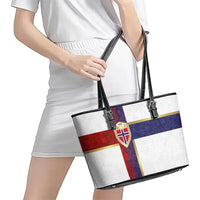 Norway Football Leather Tote Bag Norwegian Flag Style with Rosemaling Pattern - Wonder Print Shop