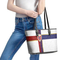 Norway Football Leather Tote Bag Norwegian Flag Style with Rosemaling Pattern - Wonder Print Shop