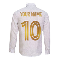 Custom Norway Football Long Sleeve Button Shirt Norwegian Flag Style with Rosemaling Pattern - Wonder Print Shop